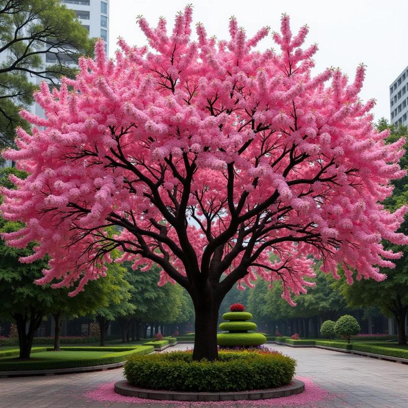 Hình ảnh cây đào nở rộ hoa hồng thắm vào dịp Tết Nguyên Đán, mang không khí xuân về
